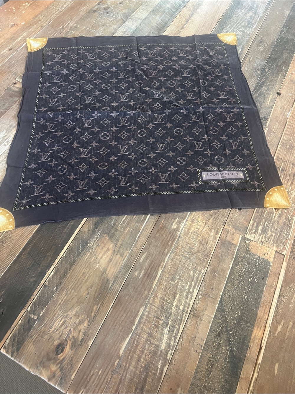 Louis Vuitton Pocket Square in Dark Brown with Tan Corners